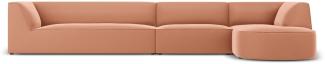 Micadoni 6-Sitzer Samtstoff Modular Ecke rechts Sofa Ruby | Bezug Pink | Beinfarbe Black Plastic