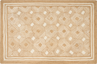 Teppich Jute beige 200 x 300 cm geometrisches Muster Kurzflor MENGEN