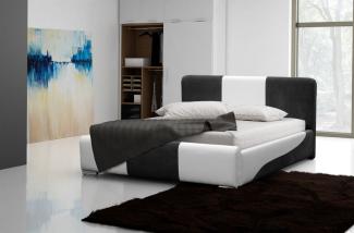 Polsterbett Bett Doppelbett PASCAL Weiß- Schwarz 180x200cm