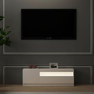 TV Lowboard Weiß mit LED-Leuchten Hochglanz Links 2/2 9482