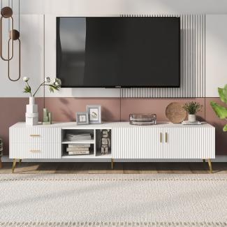 Merax TV-Ständer für 75-Zoll-Fernseher, Lowboards, TV-Boards, TV-Schrank, Entertainment-Center, TV-Konsolentisch weiß