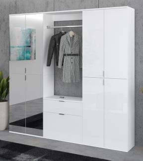 Garderobenschrank mit Spiegel ProjektX in weiß Hochglanz 183 x 193 cm