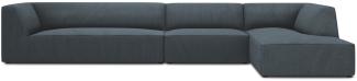 Micadoni 5-Sitzer Modular Ecke rechts Sofa Ruby | Bezug Blue | Beinfarbe Black Plastic