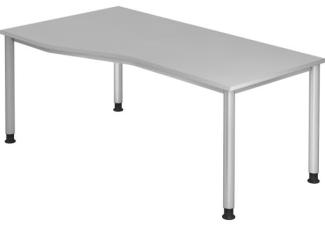Schreibtisch HS18 4-Fuß rund 180x100 / 80cm Grau Gestellfarbe: Silber