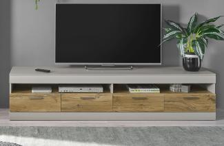 TV-Lowboard Griego in grau matt und Eiche 200 cm