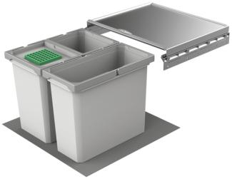 Abfallsorter Cox Box 2T/500-3 mit dreifach Trennung inkl. Biodeckel für 50 cm Schrankbreite / Abfalleimer / Abfallsammler / Mülleimer