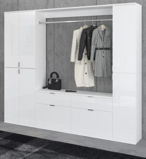 Garderobenschrank SystemX in weiß Hochglanz 212 x 193 cm