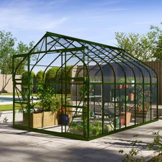 Vitavia Gewächshaus "Dione 11500" inkl. Stahlfundamentrahmen, smaragd grün, 11,5 m²,3 mm ESG