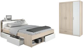 Jugendzimmer Most 72 Parisot 2-tlg Funktionsbett 160×200 cm + 3 Bettkästen + Kopfteil-Regal + Kleiderschrank