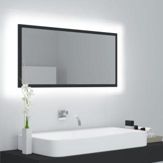 vidaXL LED-Badspiegel Grau 90x8,5x37 cm Spanplatte