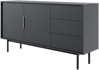 Selsey Viviaro - Sideboard 2-türig mit 3 Schubladen, schwarz, 154 cm