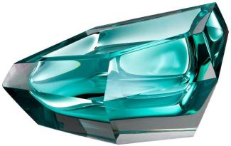Casa Padrino Luxus Kristallglas Schüssel Türkis 22 x 14 x H. 10,5 cm - Designer Deko Schüssel - Deko Accessoires