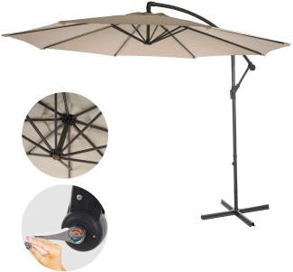 Ampelschirm Acerra, Sonnenschirm Sonnenschutz, Ø 3m neigbar, Polyester/Stahl 11kg ~ sand-beige ohne Ständer