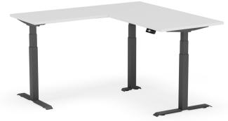 elektrisch höhenverstellbarer Schreibtisch L-SHAPE 160 x 160 x 60 - 80 cm - Gestell Schwarz, Platte Weiss