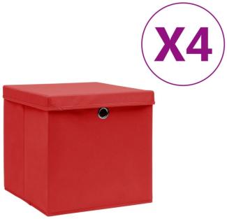 Aufbewahrungsboxen mit Deckeln 4 Stk. 28x28x28 cm Rot