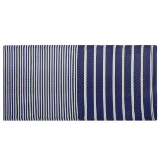 Outdoor Teppich marineblau 90 x 180 cm Streifenmuster Kurzflor HALDIA