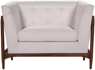 Casa Padrino Luxus Art Deco Lounge Salon Sessel Weiß / Dunkelbraun 113 x 78 x H. 83 cm - Art Deco Wohnzimmer Möbel - Luxus Qualität