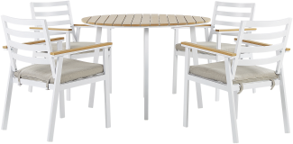 Gartenmöbel Set Aluminium weiß Auflagen beige 4-Sitzer CAVOLI