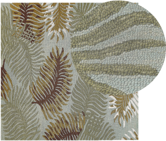 Teppich Wolle mehrfarbig 200 x 200 cm Palmenmuster Kurzflor VIZE