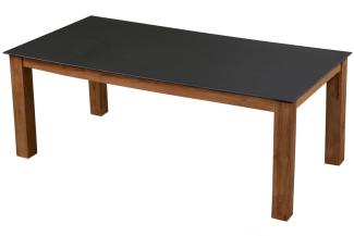 Inko Gartentisch Teakholz recycelt 160x90 cm Terrassentisch Tischplatte nach Wahl Deropal schwarz