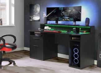 Computertisch Gaming Desk TEZAUR 3B mit LED-Beleuchtung