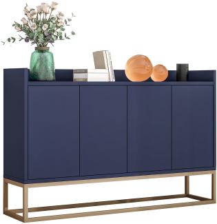Merax Modernes Sideboard im minimalistischen Stil 4-türiger griffloser Buffetschrank für Esszimmer, Wohnzimmer, Küche Navy