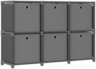 Würfel-Regal mit Boxen 6 Fächer Grau 103x30x72,5 cm Stoff