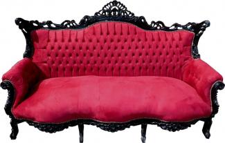Casa Padrino Barock 3er Sofa Master Bordeaux Rot / Schwarz - Wohnzimmer Möbel Couch Lounge