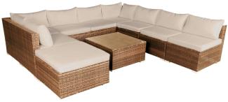 BRAST Gartenmöbel Lounge Sofa Couch Set Paradise Braun Poly-Rattan für 7 Personen