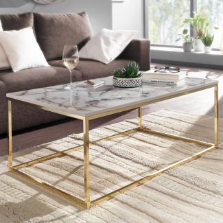 Couchtisch 100x60x40 cm mit Marmor Optik Weiß / Gold