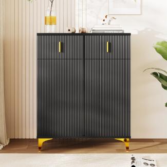 Merax Kommode mit Schubladen und Türen, Schubkastenkommode mit Metallbeine, Sideboard, Highboard