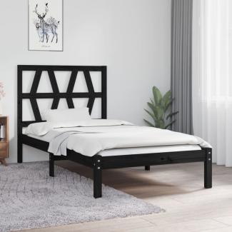 vidaXL Massivholzbett Schwarz Kiefer 75x190 cm 2FT6 Small Single [3103962]