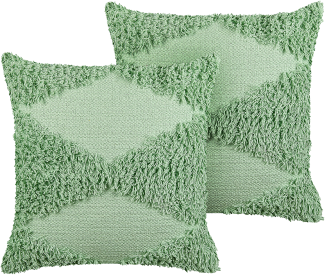 Dekokissen geometrisches Muster Baumwolle grün getuftet 45 x 45 cm 2er Set RHOEO