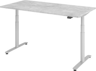 bümö® smarter Schreibtisch Serie-XDLR elektrisch höhenverstellbar mit App-Steuerung 160 x 80 cm in Beton / Silber