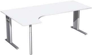 PC-Schreibtisch 'C Fuß Pro' links, feste Höhe 200x120x72cm, Weiß / Silber