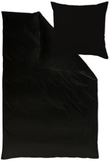 Curt Bauer Uni Mako-Satin Bettwäsche | 155x200 cm + 40x80 cm | schwarz