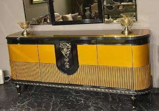 Casa Padrino Luxus Barock Sideboard Gold / Schwarz / Gold - Handgefertigter Barockstil Schrank - Luxus Möbel Möbel im Barockstil - Barock Möbel - Barock Einrichtung - Edel & Prunkvoll