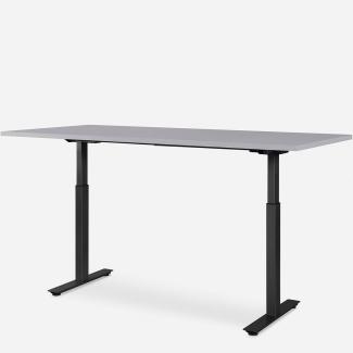 180 x 80 cm WRK21® SMART - Grau Uni / Schwarz elektrisch höhenverstellbarer Schreibtisch