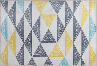 Teppich grau-gelb-mintgrün Dreieckmuster 160 x 230 cm KALEN