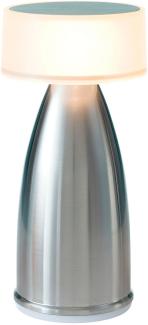 NEOZ kabellose Akku-Tischleuchte OWL 2 PRO LED-Lampe dimmbar 1 Watt 19x9 cm Edelstahl (mit gebürsteter Veredelung)
