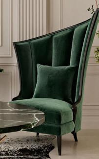 Casa Padrino Luxus Art Deco Sessel Links Grün / Schwarz - Art Deco Wohnzimmer & Hotel Sessel - Art Deco Wohnzimmer & Hotel Möbel - Luxus Kollektion