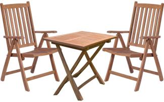 Tischgruppe Solo 3-tlg. aus Teak B-grade, unbehandelt