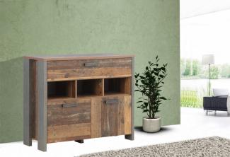 Kommode Anrichte Sideboard 107cm old wood vintage beton dunkelgrau