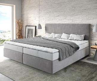 Boxspringbett Dream-Well Mikrofaser Grau 200x200 cm Bonell-Matratze PU-Topper