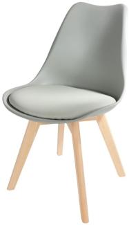 Schalenstuhl grau Esszimmerstuhl gepolstert Retro Sessel Küchenstuhl Schalensitz