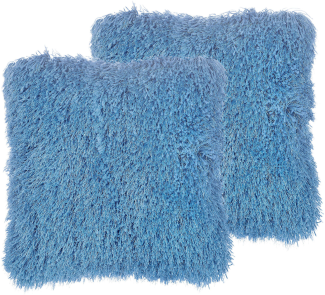 Dekokissen Felloptik blau 45 x 45 cm 2er Set CIDE