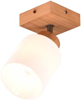 LED Wandstrahler 1 flammig Korpus Holz & Glasschirm Weiß, Ø 10cm