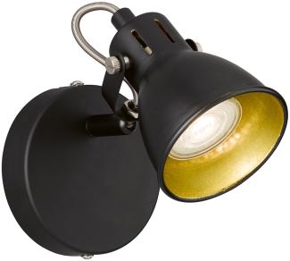 RGB LED Wandleuchte, schwarz, gold, Spot beweglich, H 15 cm