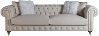 Casa Padrino Luxus Chesterfield Sofa Grau / Braun 240 x 100 x H. 78 cm