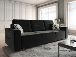 Sofa 3-Sitzer BELMIRA mit Schlaffunktion Schwarz Nr. 2